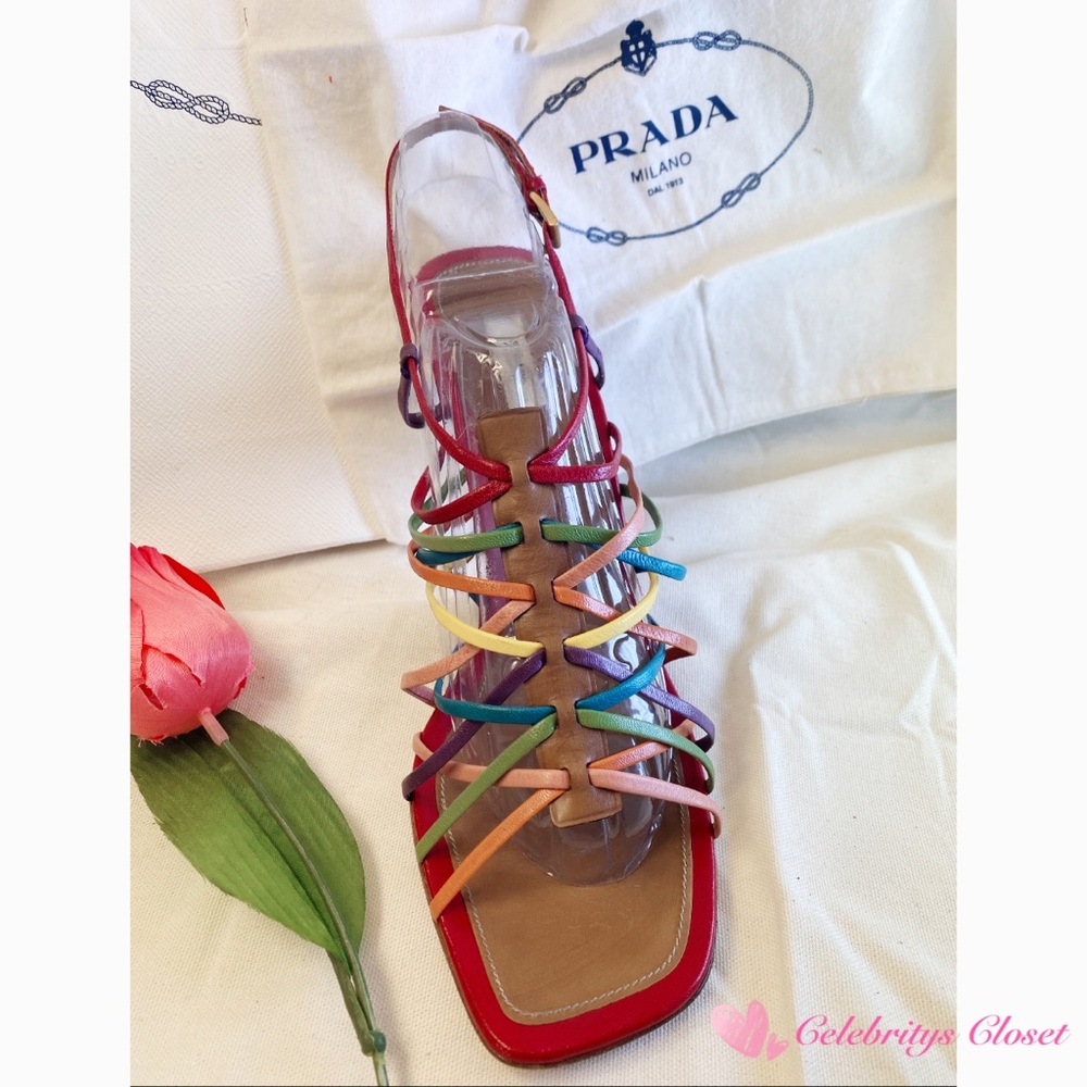🎉HOSTPICK-PRADA 4” Rainbow Leather Shoes 39
